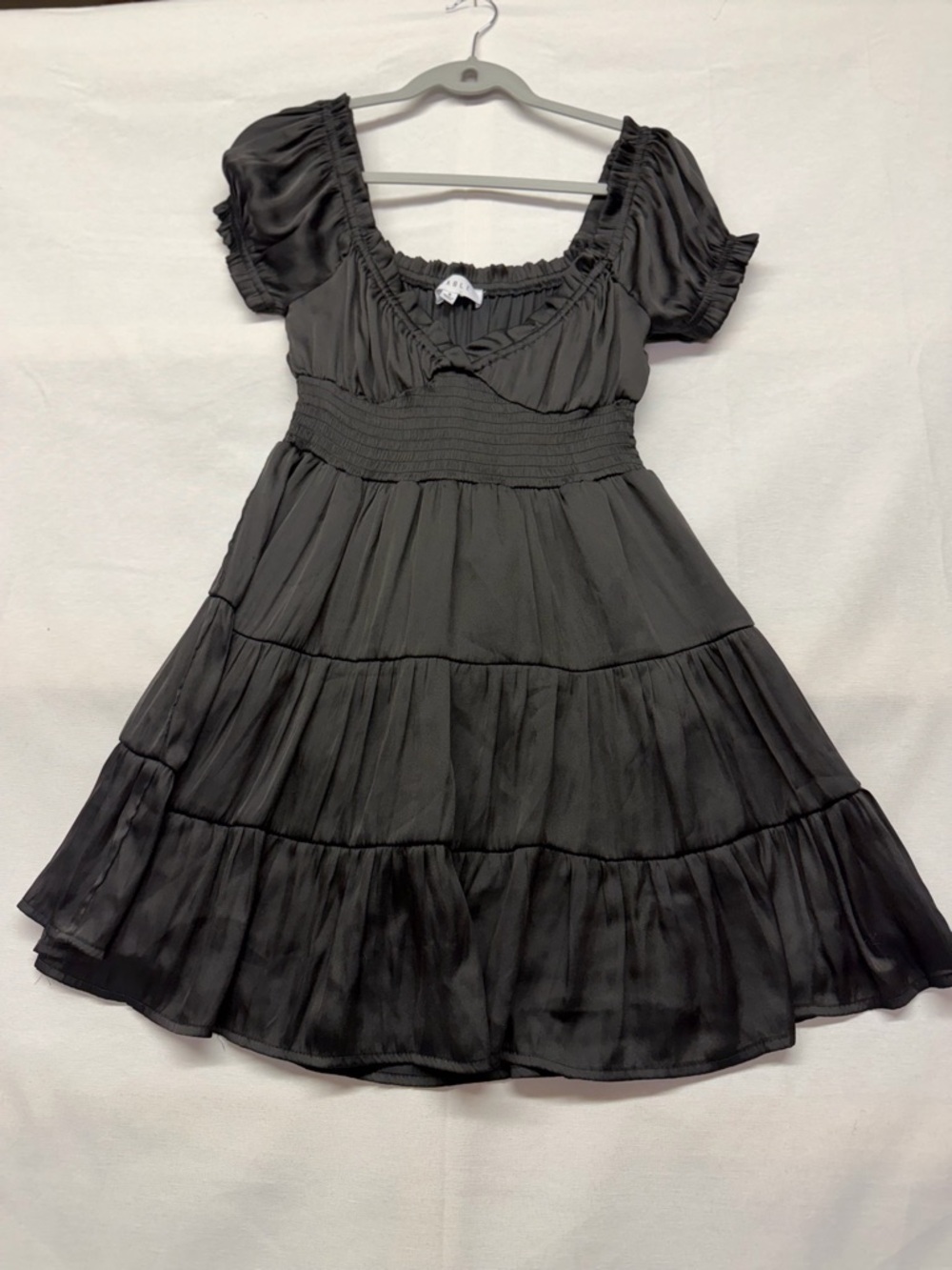 MABLE Black Tiered Puff Sleeve Babydoll Dress‎ Y2K size small